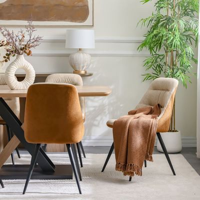 Weller 6-Seater Dining Set - Oak/Black - With 2-Year Warranty
