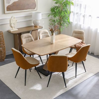 Weller 6-Seater Dining Set - Oak/Black - With 2-Year Warranty