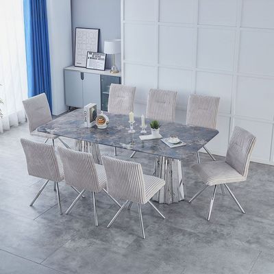 Derin 1+8 Dining Set With Swivel Chair Grey/Beige