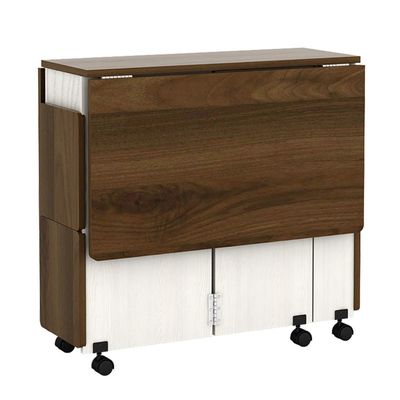 Algeria 1+4 Folding Table  Dining Set  - White Ash/Brown Walnut