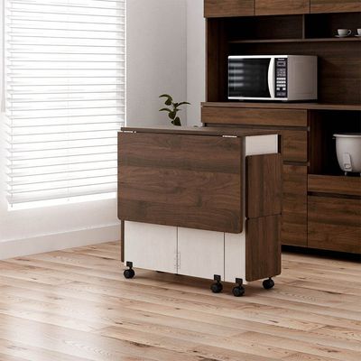 Algeria 1+4 Folding Table  Dining Set  - White Ash/Brown Walnut