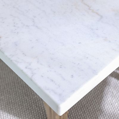 Karrisa 1+6 Seater Marble/Acacia Wood Dining Set - White/Natural Oak - With 2-Year Warranty