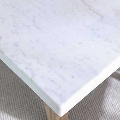 Karrisa 1+6 Seater Marble/Acacia Wood Dining Set - White/Natural Oak - With 2-Year Warranty