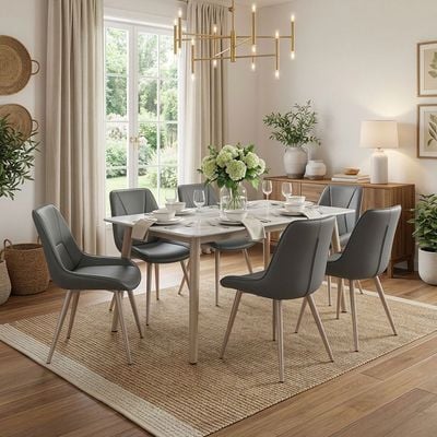 Neto 1+6 Ceramic Dining set- Grey