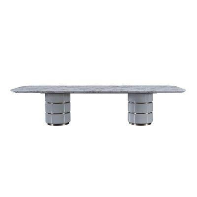 Fortville 1+10 High Gloss Dining Set - Light Grey / Brushed Light Gold