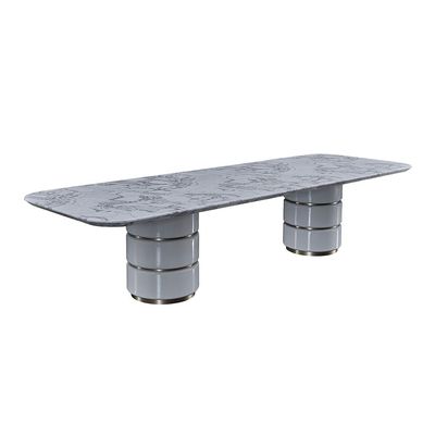 Fortville 1+10 High Gloss Dining Set - Light Grey / Brushed Light Gold