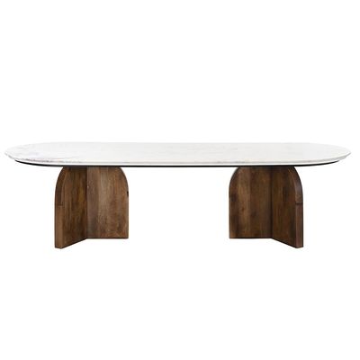 Camelle 1+10 Marble Top Dining Set - White / Brown