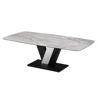 Midland 1+10 Stone Top Dining Set-High Gloss Grey/Black