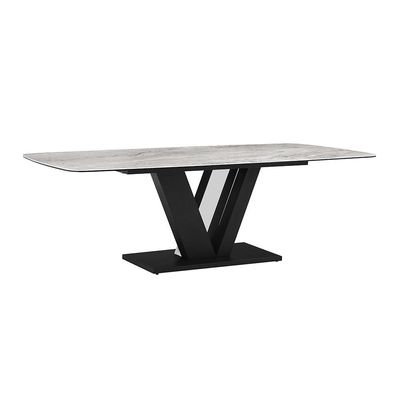 Midland 1+10 Stone Top Dining Set-High Gloss Grey/Black