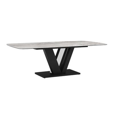 Midland 1+10 Stone Top Dining Set-High Gloss Grey/Black