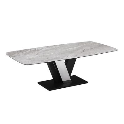 Midland 1+10 Stone Top Dining Set-High Gloss Grey/Black