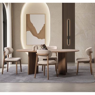 Letto 1+8 Dining Set - Beige/Walnut

