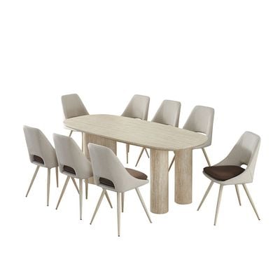 Nordic 1+8 Seater Dining Set-Beige/White