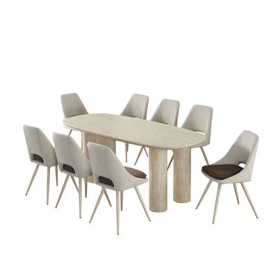 Nordic 1+8 Seater Dining Set - Beige/White