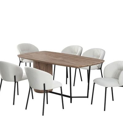 Skrill 1+6 Seater Dining Set - Brown/Black