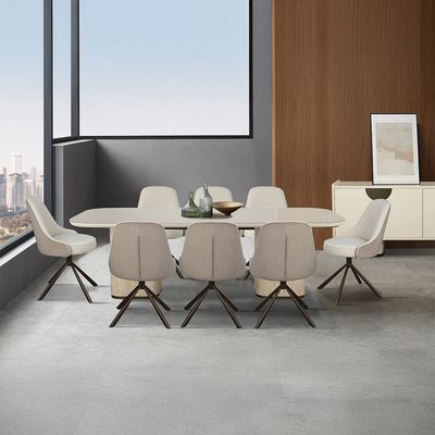 Oru 1+8 Tempered Glass  Dining Set - Cream / Beige