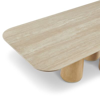 Nordomi 1+8 Seater Stone Top Dining Set- Cream/Natural Oak