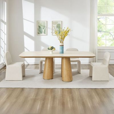 Nordomi 1+8 Seater Stone Top Dining Set- Cream/Natural Oak