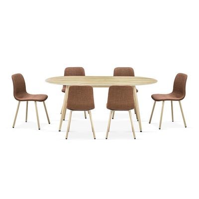 Sapphire 1+6 Sintered Stone Dining Set - Natural Oak/Brown