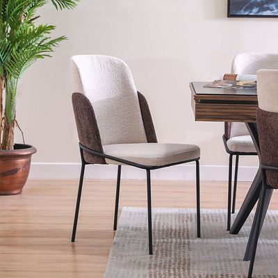 Kelbek 1+6 Dining Set - Walnut/Black - With 2-Year Warranty