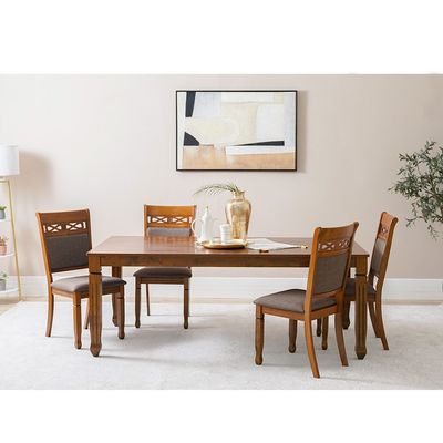 Tobago 1+8 Dining Set - Burnish Oak/Dark Brown - With 2-Year Warranty