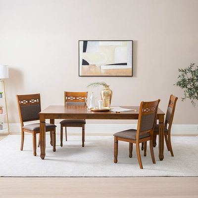 Tobago 1+8 Dining Set - Burnish Oak/Dark Brown - With 2-Year Warranty