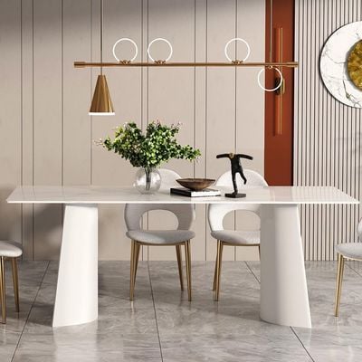 Grant 1+6 Dining Set - Cream White/Golden - With 2-Year Warranty