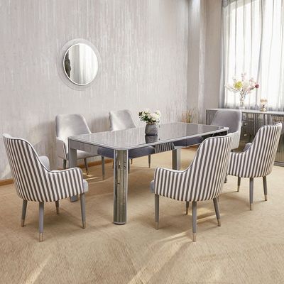 Danaya 6 Seater Dining Table - Champagne / Grey Mirror