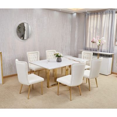 Tunesia 6 seater Dining Table Sintered stone - White / Golden