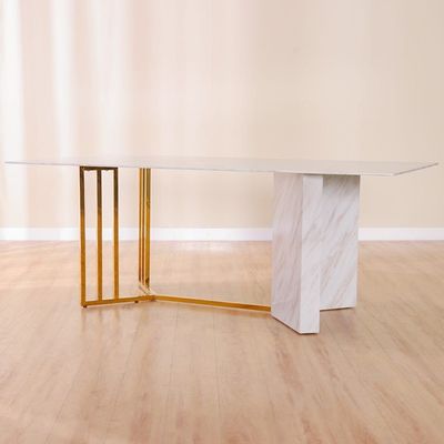 Flamingo Dining Set-Grey Marble / Brown