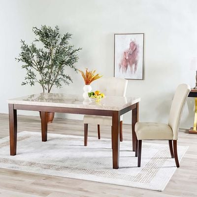 Brody 6 Seater Marble Dining Table - Beige / Dark 