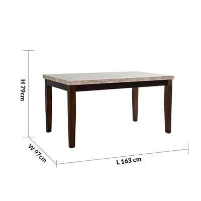 Brody 6 Seater Marble Dining Table - Beige / Dark 