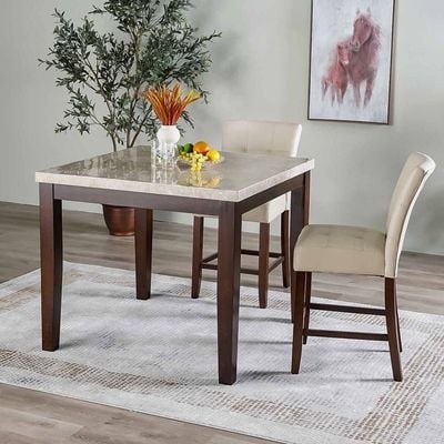 Brody Counter Height Dining Set- Beige / Dark Walnut