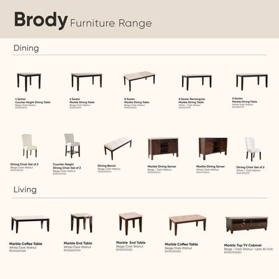 Brody 4 Seater Counter Height Dining Table - Beige