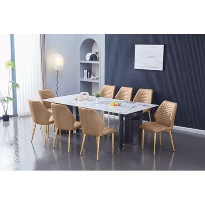 Niva 1+8 Dining Set Sintered Stone - White/Grey/Black - With 2-Year Warranty