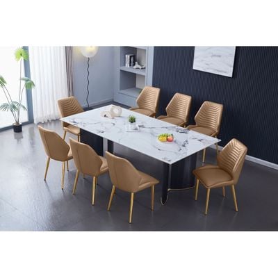 Niva 1+8 Dining Set Sintered Stone - White/Grey/Black - With 2-Year Warranty