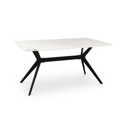 Calus 6-Seater Dining Table - Sintered Stone - Milky White/Black - With 2-Year Warranty