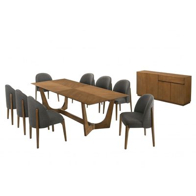 Cayden 1+8 Dining Set - Walnut - With 2-Year Warranty