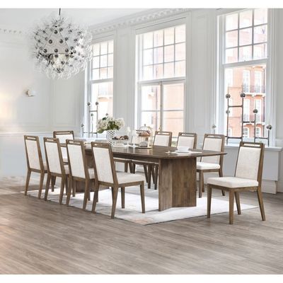 Addison 1+10-Seater Solid Wood Dining Set - Oak/Beige - With 2-Year Warranty