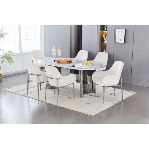 Waverley 6-Seater Sintered Stone Dining Table - Grey - With 2-Year Warranty