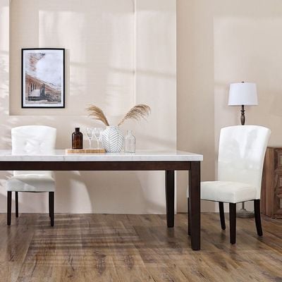Brody 8 Seater Dining Set W/ Brody  Dining Chair  - White/Walnut