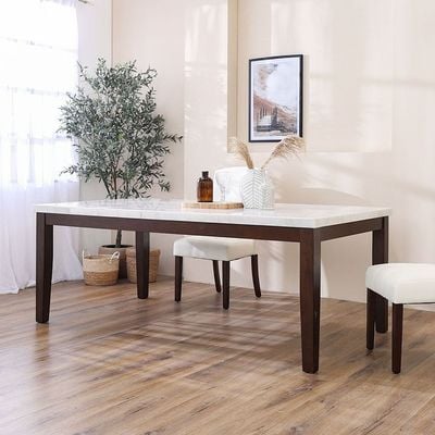 Brody 1 + 8-Seater Dining Set with Brody Dining Chair - White/Walnut - With 2-Year Warranty