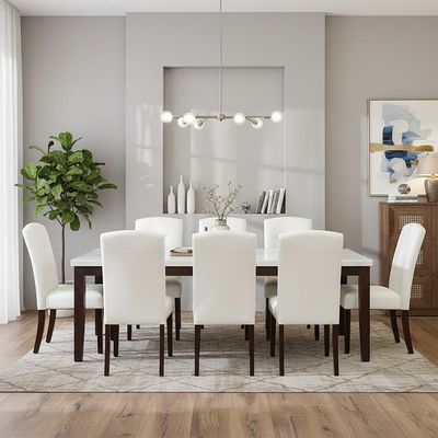 Brody 1 + 8-Seater Dining Set with Brody Dining Chair - White/Walnut - With 2-Year Warranty