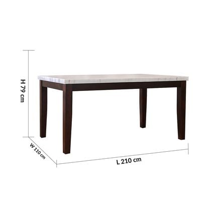 Brody 8-Seater Rectangular Marble Dining Table - White/Dark Walnut - With 2-Year Warranty