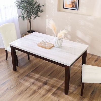 Brody 1 + 6-Seater Dining Set with Brody Dining Chair - White/Walnut - With 2-Year Warranty