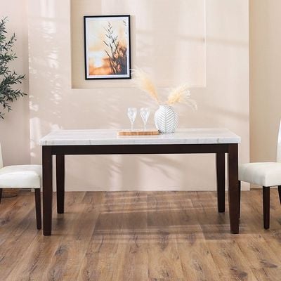 Brody 6 Seater Dining  Set W/ Brody  Dining Chair  - White/Walnut