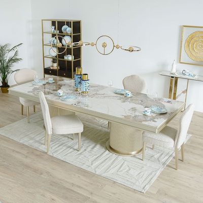 Renies 1+10 Dining Set - White / Gold