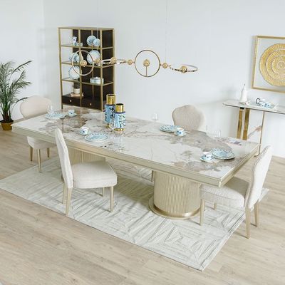 Renies 10-Seater Dining Set - White/Gold - With 2-Year Warranty