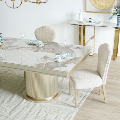 Renies 10-Seater Dining Set - White/Gold - With 2-Year Warranty