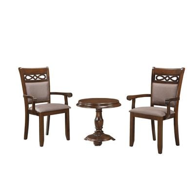 Rosemarie 1+2-Seater Tea Table Set - Dark Brown - With 2-Year Warranty